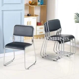 Office Chairs; Stackable Chrome Leather Visitor’s Chair