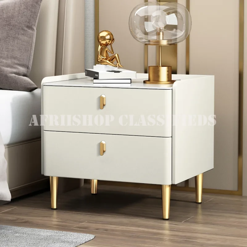 Home Cabinet; Compact 2 Drawer Bedside Nightstand Cabinet for Small Bedroom Spaces