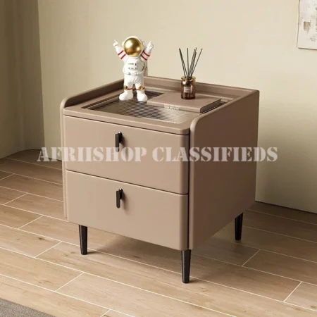 Home Cabinet; Compact 2 Drawer Bedside Nightstand Cabinet for Small Bedroom Spaces