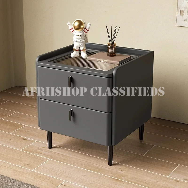 Home Cabinet; Compact 2 Drawer Bedside Nightstand Cabinet for Small Bedroom Spaces
