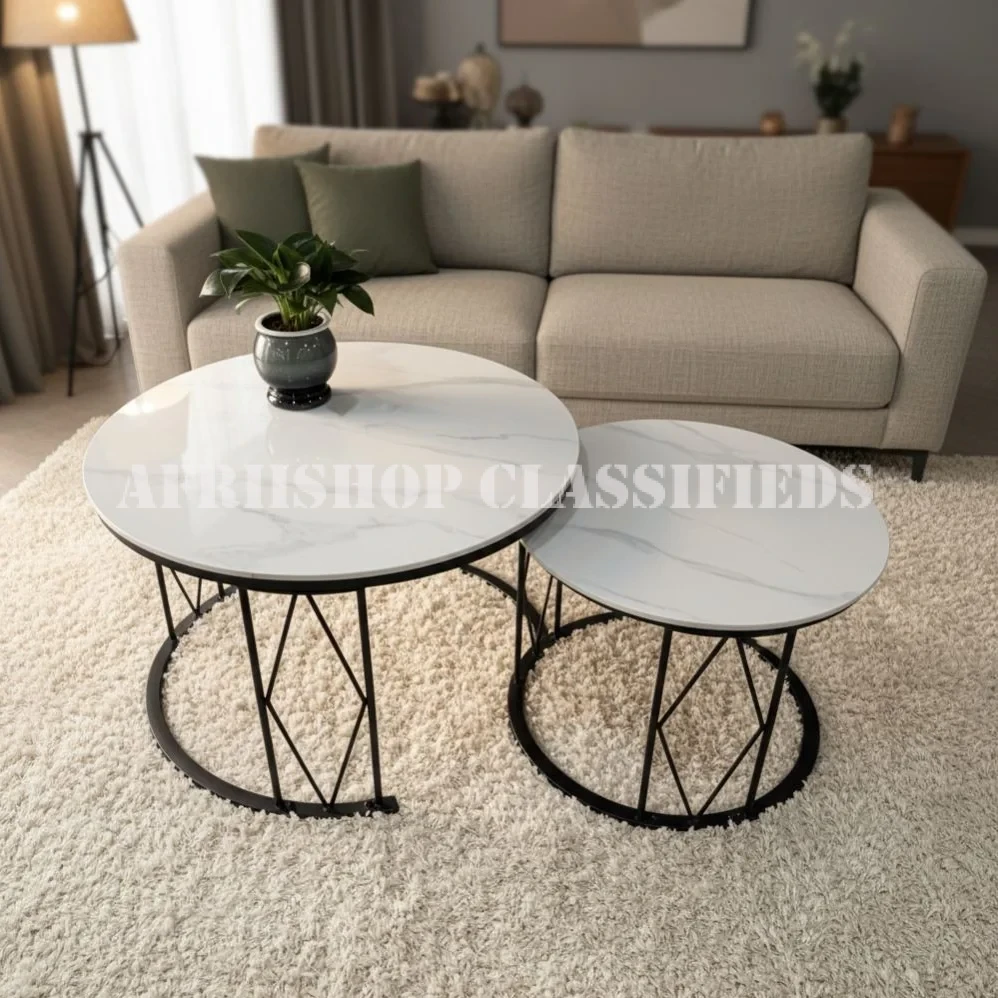 Coffee Tables: Marble-Top Modern Coffee Table