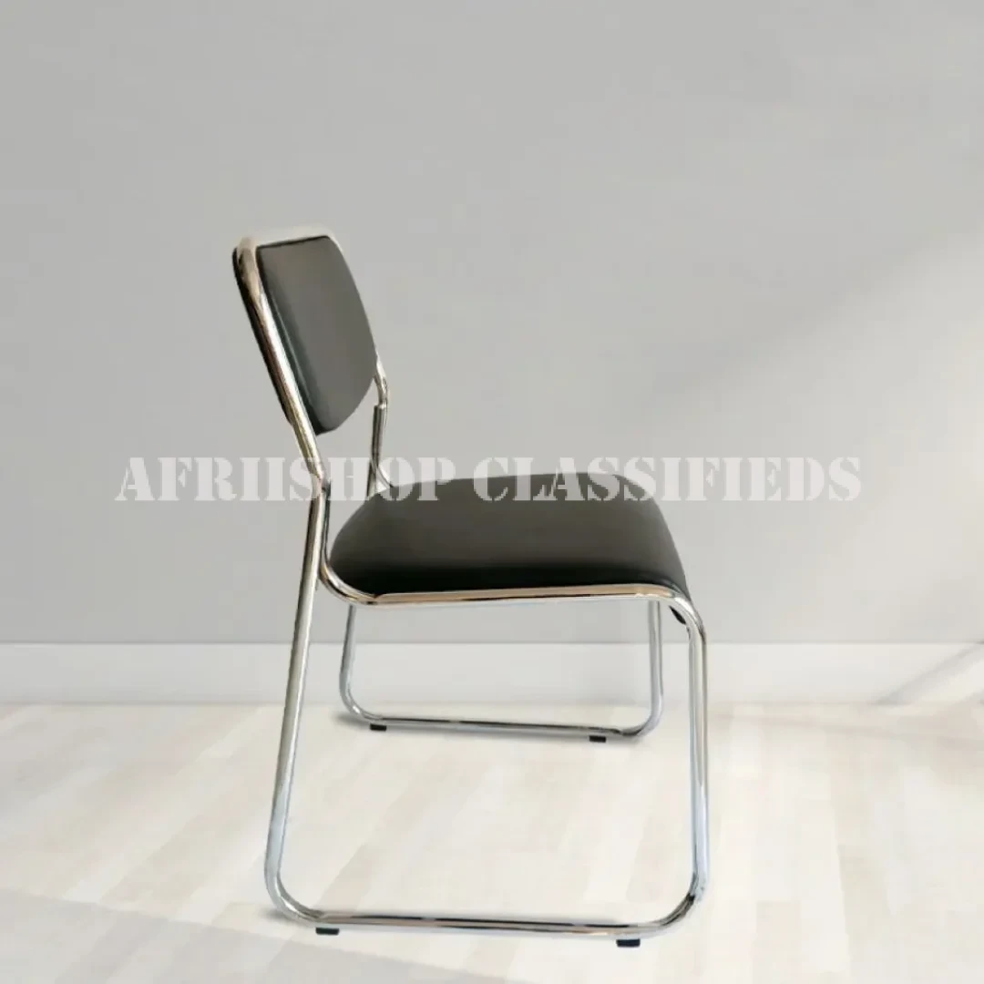 Office Chairs; Stackable Chrome Leather Visitor’s Chair