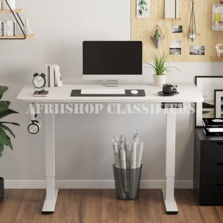Standing Desk; 1400mm Contemporary White Adjustable Desk