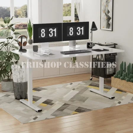 Standing Desk; 1400mm Contemporary White Adjustable Desk