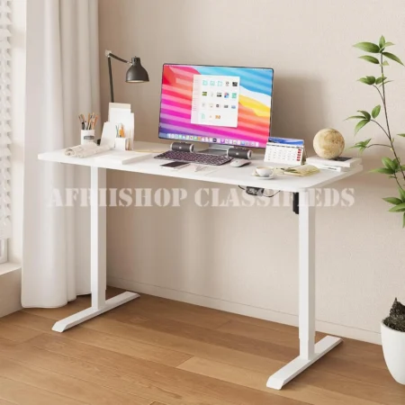 Standing Desk; 1400mm Contemporary White Adjustable Desk