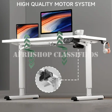 Standing Desk; 1400mm Contemporary White Adjustable Desk