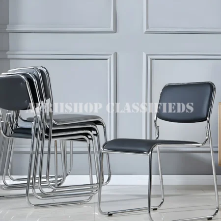 Office Chairs; Stackable Chrome Leather Visitor’s Chair