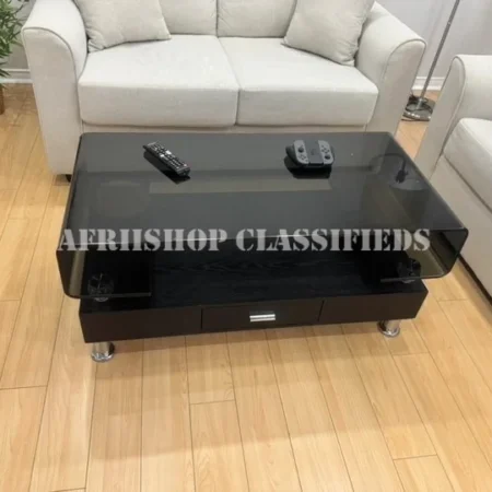 Coffee Tables on Sale in Kenya; Black Glass Top Elegant Coffee Table
