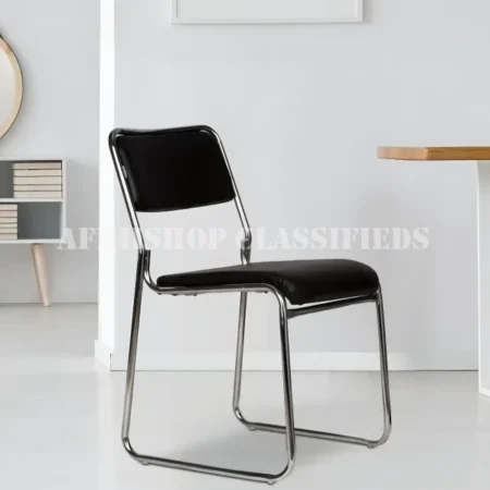 Office Chairs; Stackable Chrome Leather Visitor’s Chair