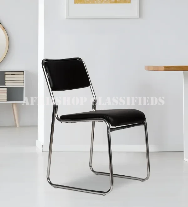 Office Chairs; Stackable Chrome Leather Visitor’s Chair