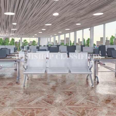 Office Bench: 3 Seater Steel Office Bench