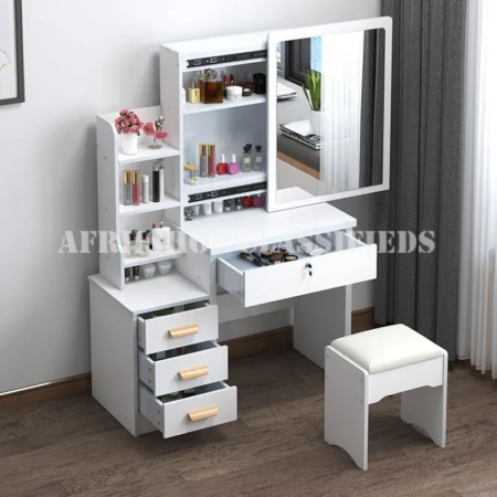 Sliding Mirror Dressing Table – Modern Space-Saving Vanity