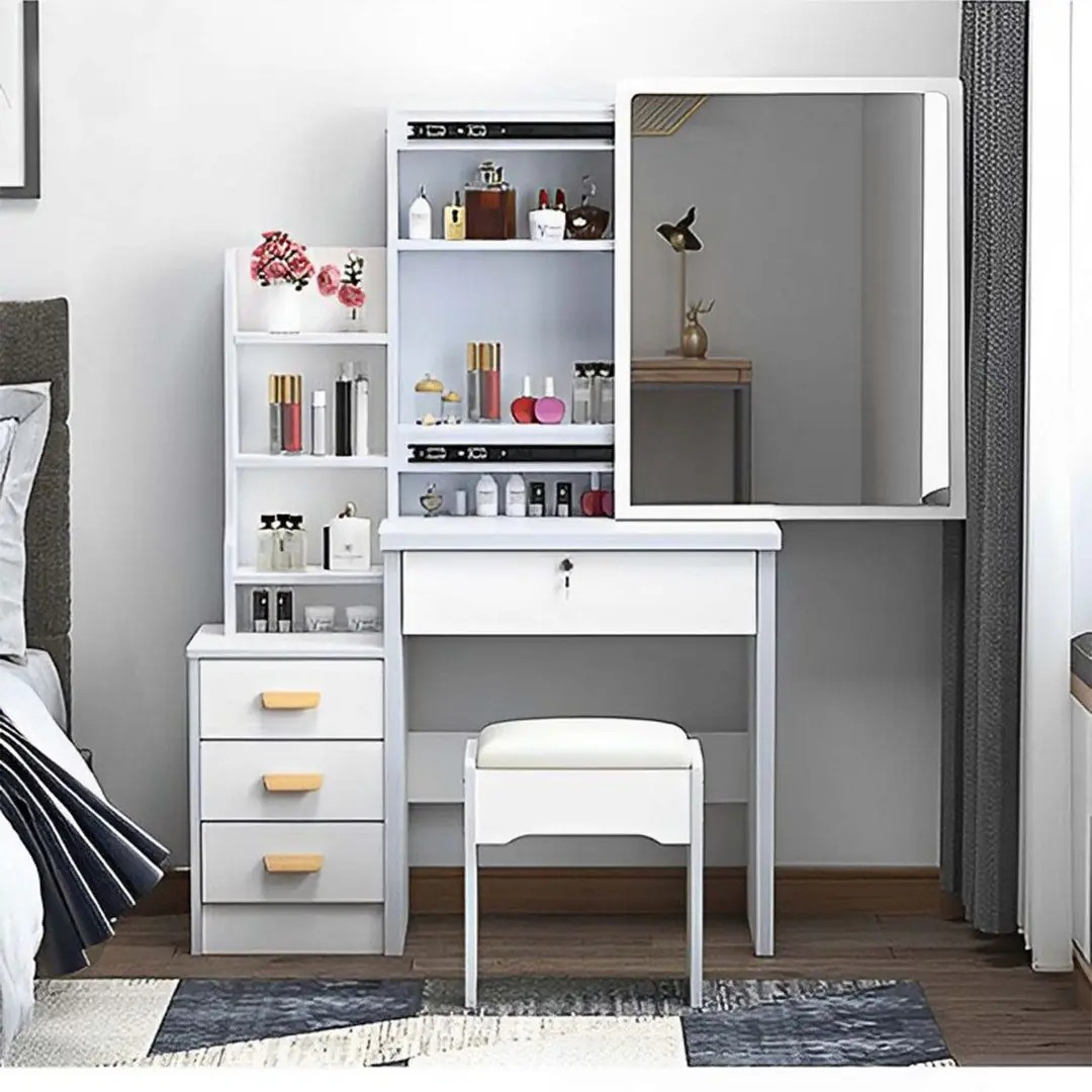 Sliding Mirror Dressing Table – Modern Space-Saving Vanity