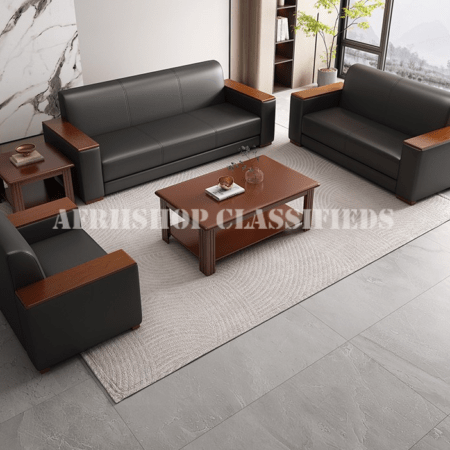 Office Sofa: Black Leather Office Sofa