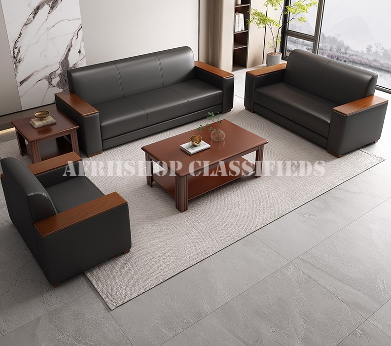 Office Sofa: Black Leather Office Sofa