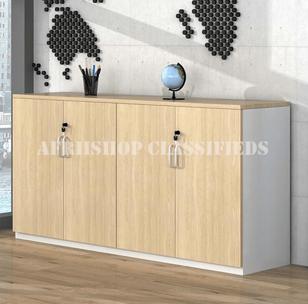 Office Cabinet; 4 Door Wooden Credenza Storage Cabinet