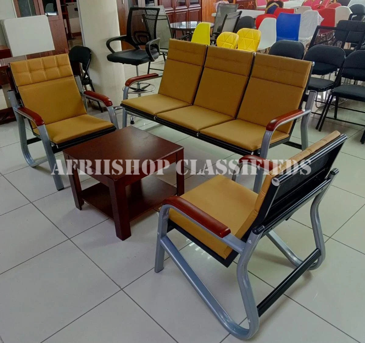 Office Sofa; Leather 5 Seater Meeting Office Sofa