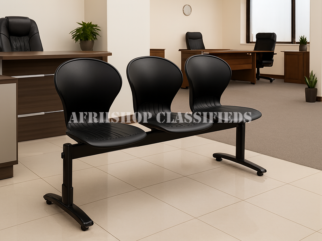 Office Bench : 3-Seater Linked Plastic office Bench