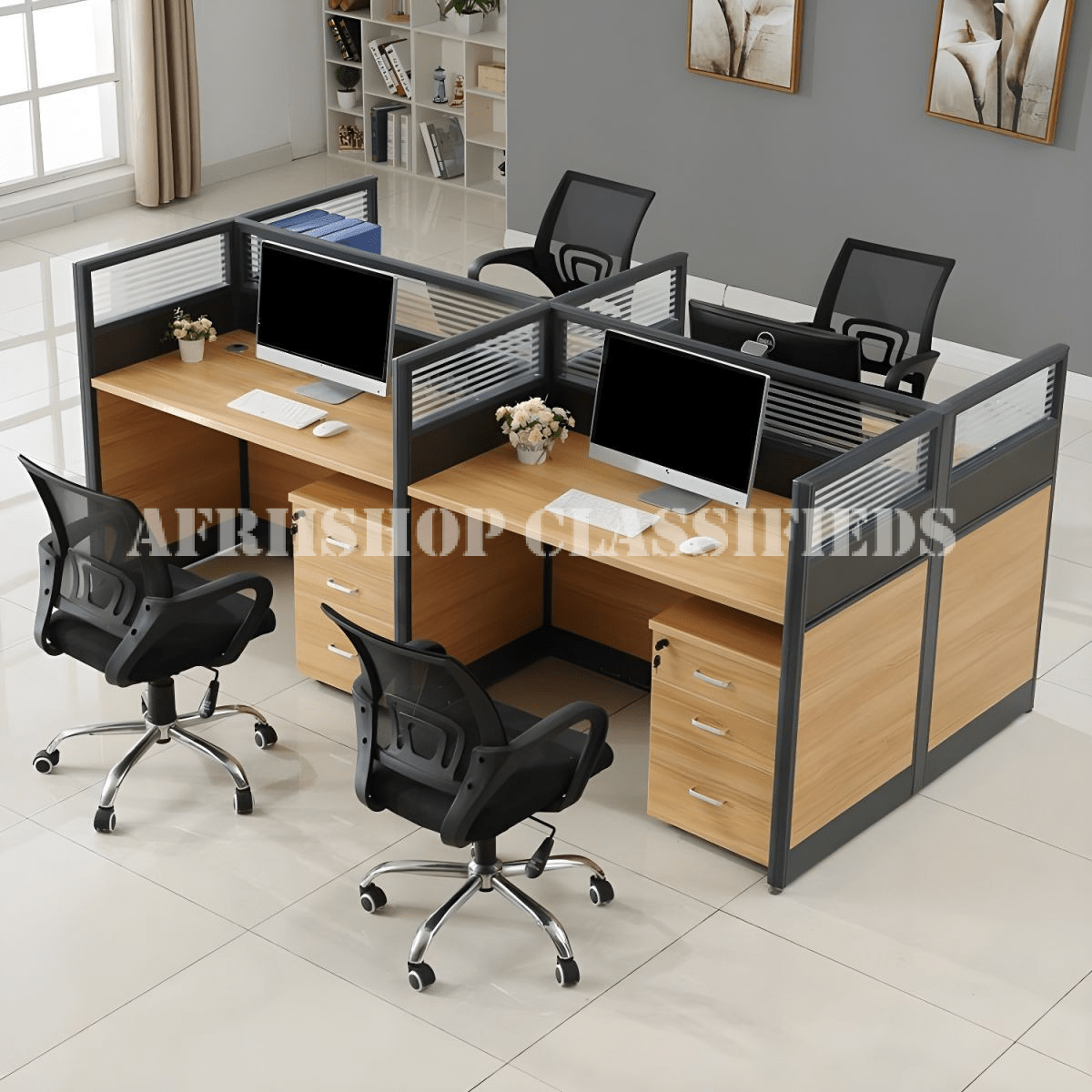 Workstation;4-Way Modular Office Workstation