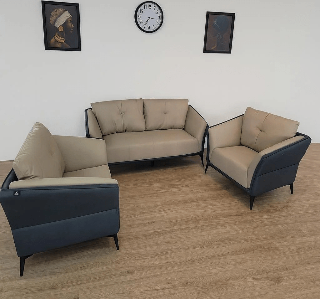 Office Sofa; Leather 5 Person Reception Office Sofa Set