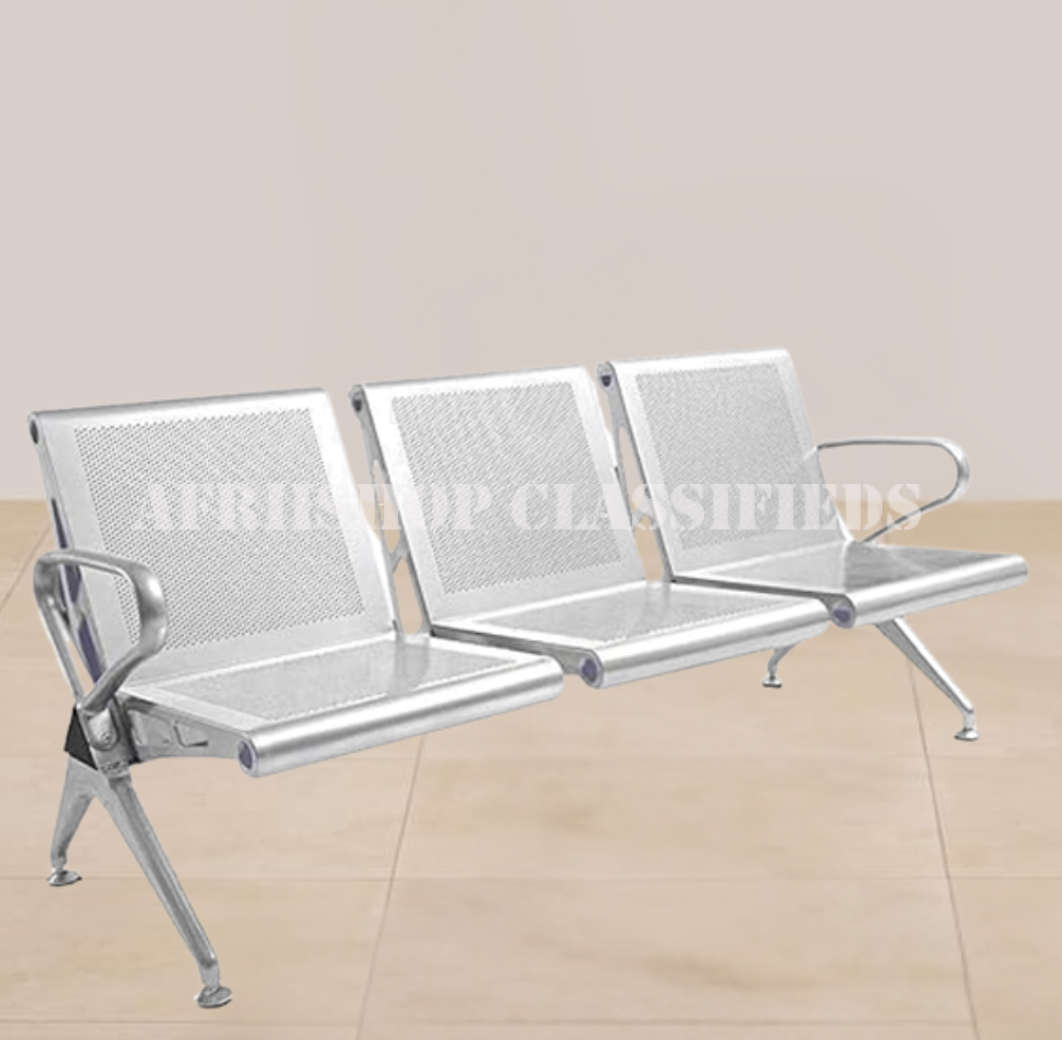 Office Bench; Metal 3 Person Waiting Office Bench