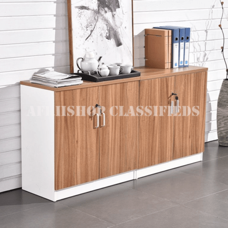 Office Cabinet; 4 Door Wooden Credenza Storage Cabinet