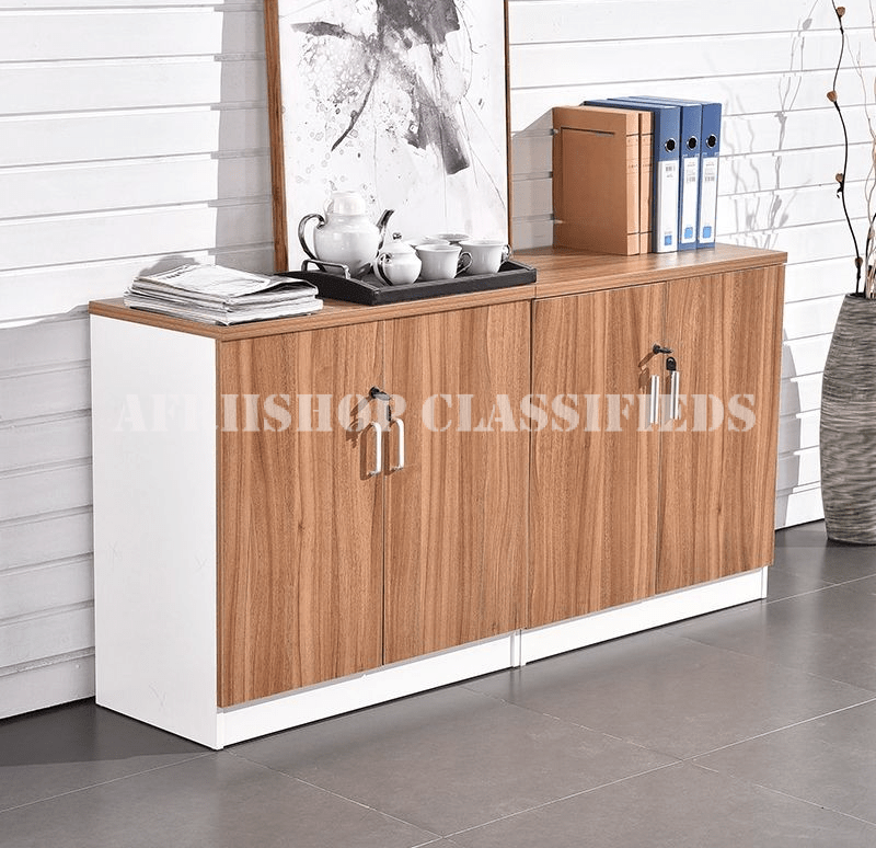 Office Cabinet; 4 Door Wooden Credenza Storage Cabinet