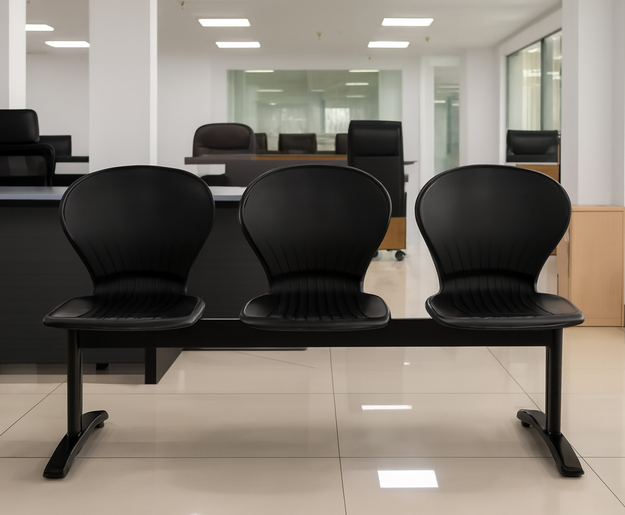 Office Bench : 3-Seater Linked Plastic office Bench