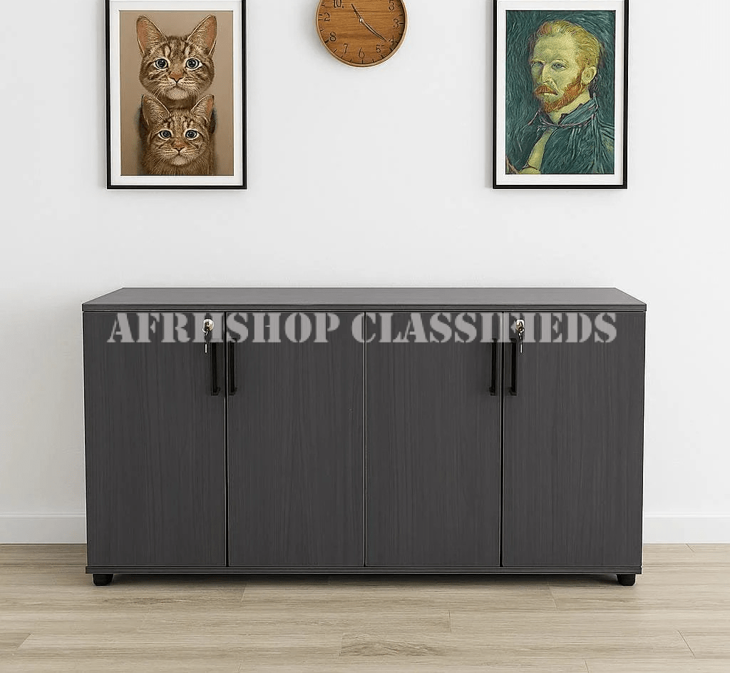 Office Cabinet; 4 Door Wooden Credenza Storage Cabinet