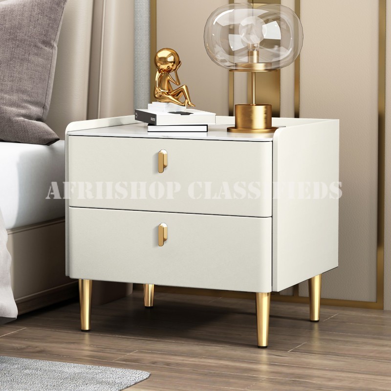 Bedside Cabinet; Elegant Wooden Bedside Table with Dual Drawer Storage