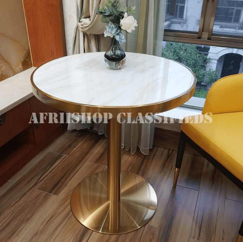 Dining Tables: Round Marble Top Dining Table