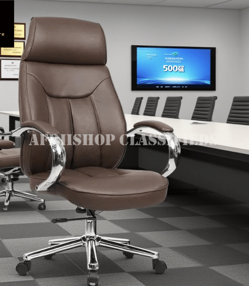 Office Chair : Executive Brown Leather Office Chair