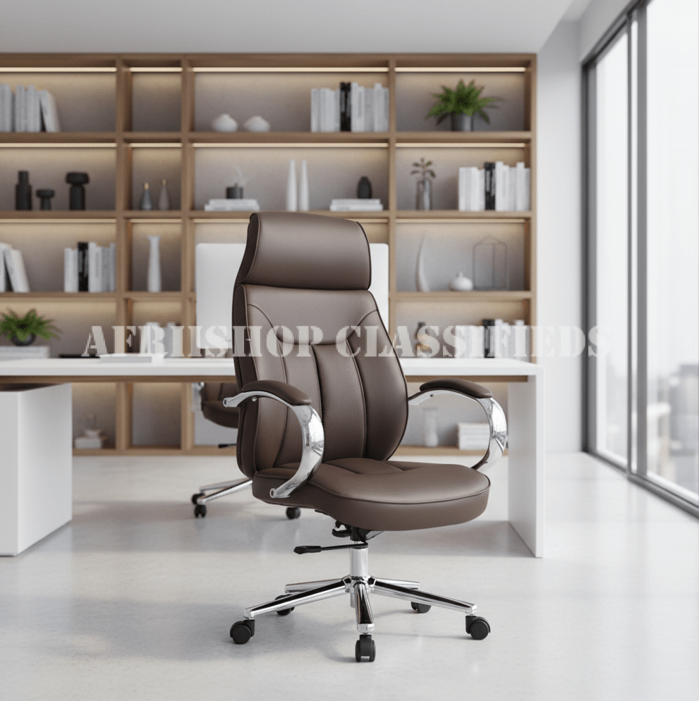 Office Chair : Executive Brown Leather Office Chair