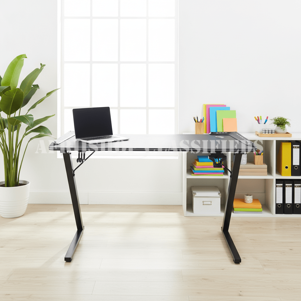 Home Desk; Modern Computer Gaming Table with LED Lights