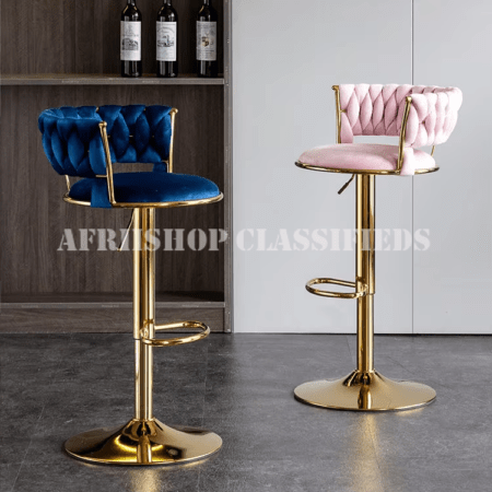 Home Stool; Luxury Velvet Upholstered Adjustable Bar Stool