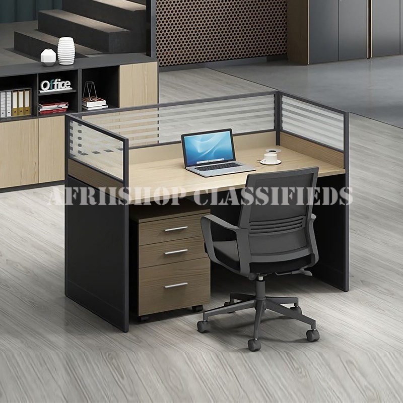 Office Workstation : 2 Way Brown Office Workstation Desk