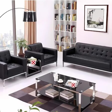 Office Sofa; 5-Seater Leather Office Sofa
