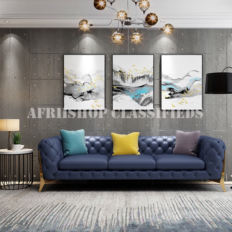 Home Sofa; Elegant 3-Seater Fabric Couch with Plush Seating