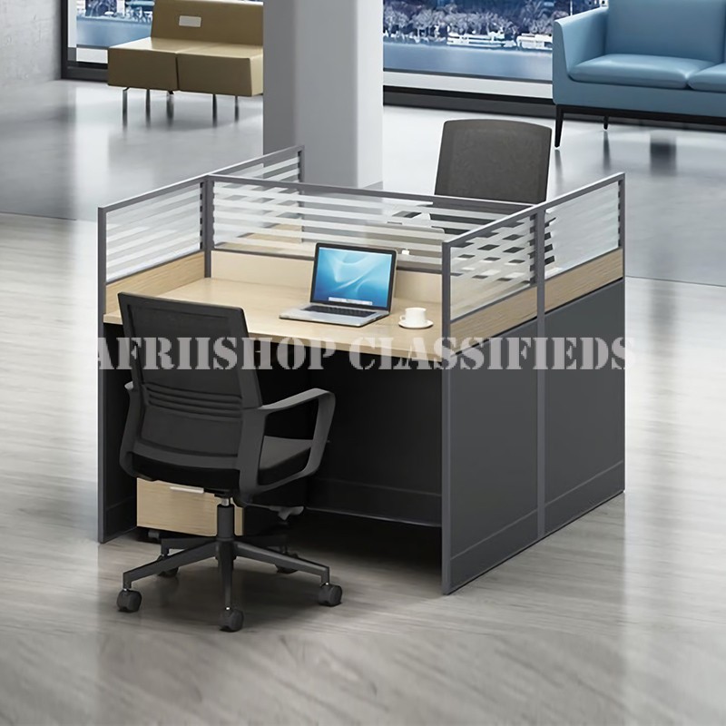 Office Workstation : 2 Way Brown Office Workstation Desk
