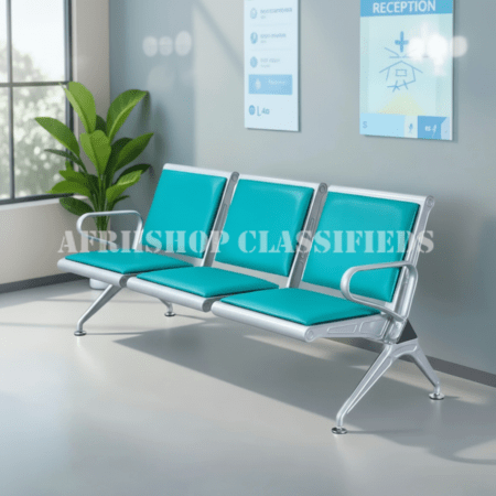 Office Bench: 3 Seater Green Office Bench