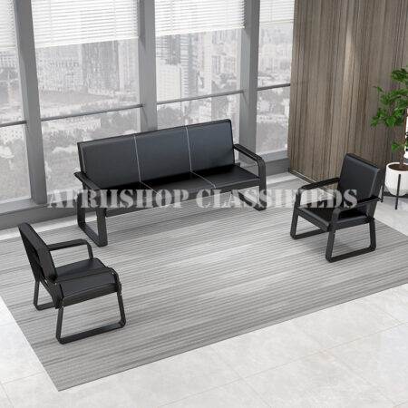 Office Sofa: 5 Seater Black Office Sofa