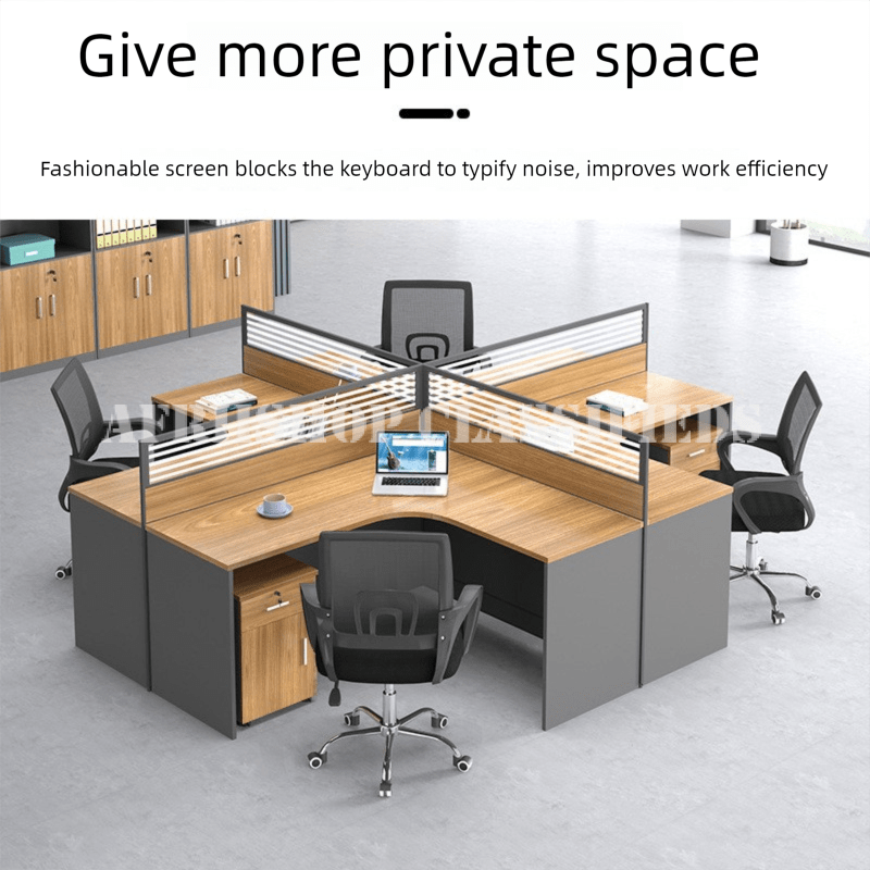 Office Worksations:4-Way Curved Modular Office Workstation