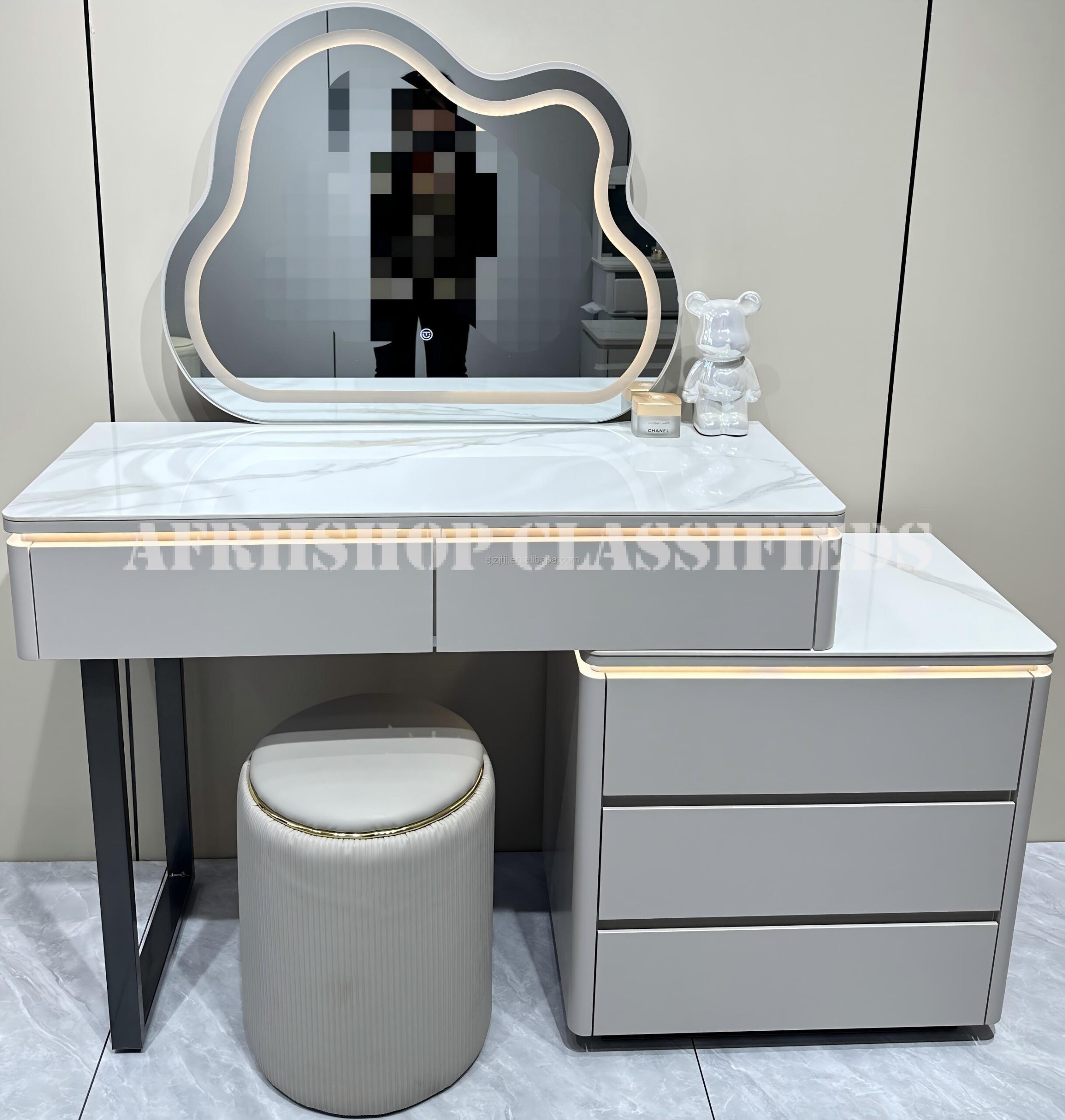 Dressing Table : White Dressing Table With Led Mirror