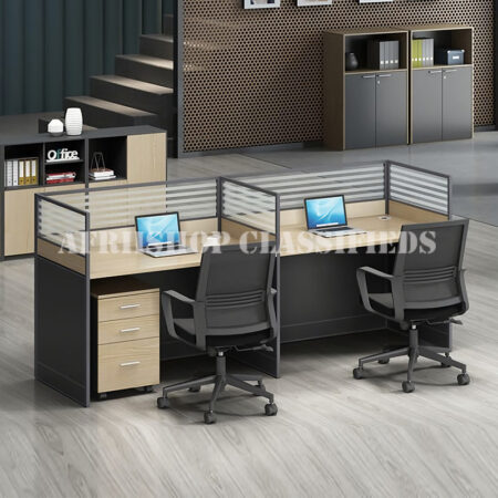 Office Workstation : 2 Way Brown Office Workstation Desk