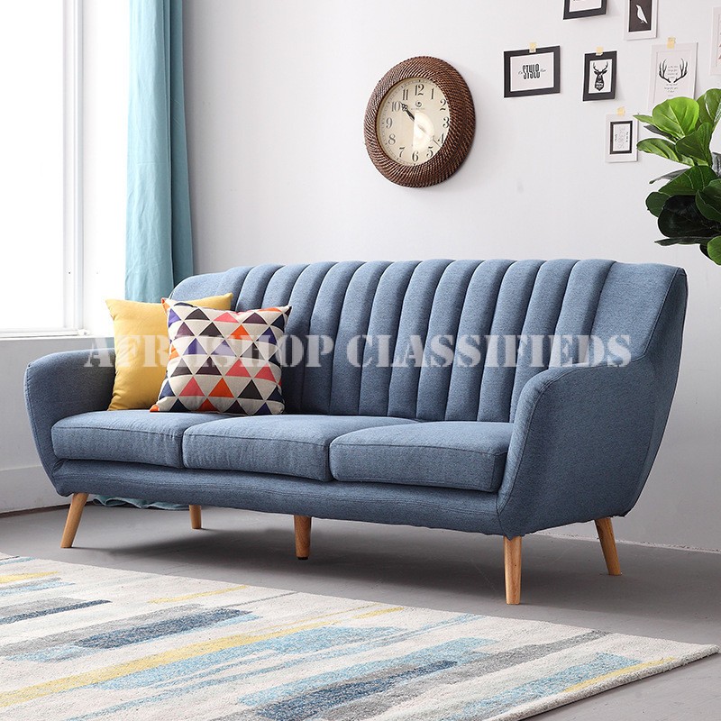 Home Sofa; Elegant 3-Seater Fabric Couch with Plush Seating