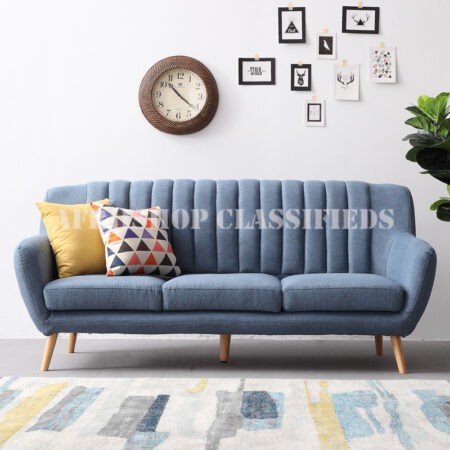 Home Sofa; Elegant 3-Seater Fabric Couch with Plush Seating