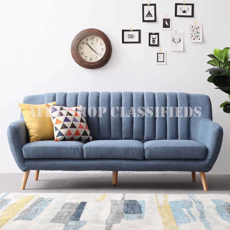 Home Sofa; Elegant 3-Seater Fabric Couch with Plush Seating