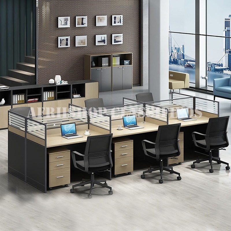 Office Workstation : 2 Way Brown Office Workstation Desk
