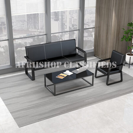 Office Sofa: 5 Seater Black Office Sofa