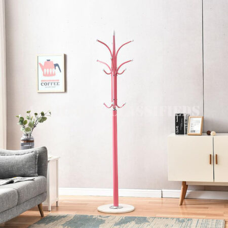 Coat Hanger; Heavy-Duty Steel Coat Rack with Branch Hooks